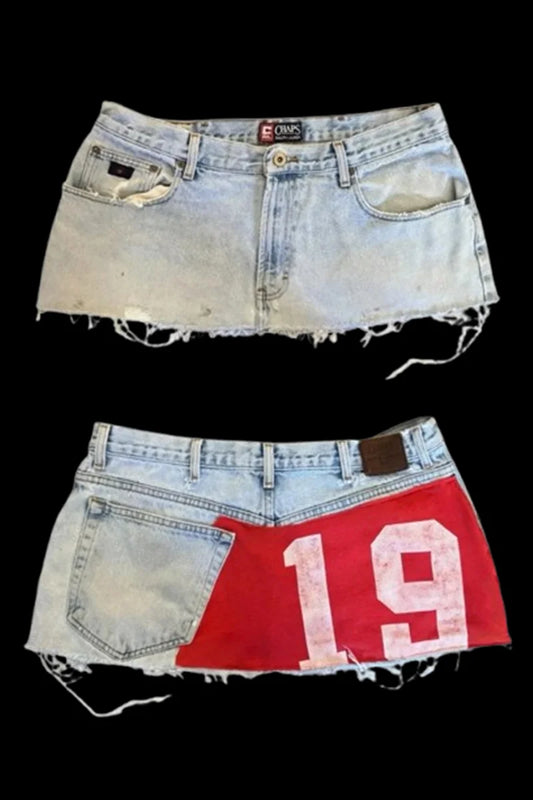 Denim Jersey Print - Mini Skirt