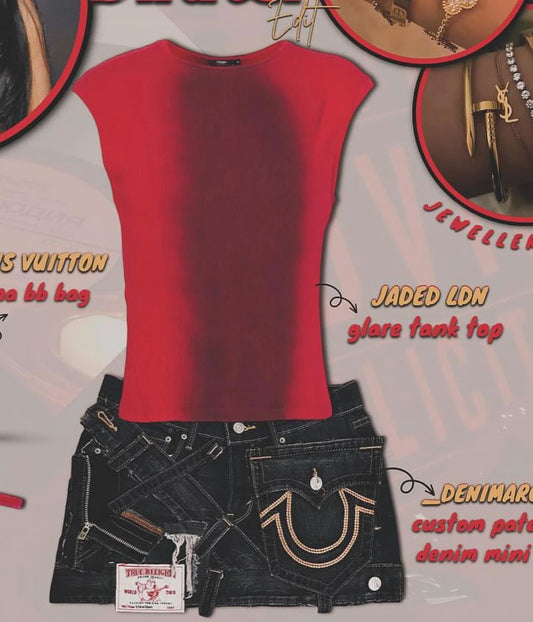 Y2k Skirt Letter Embroidery Denim Pleated Mini Skirt