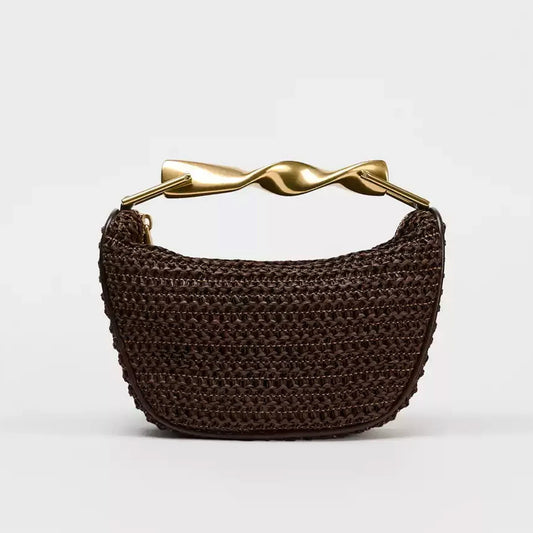 Braided Mini Crossbody Baguette Bag