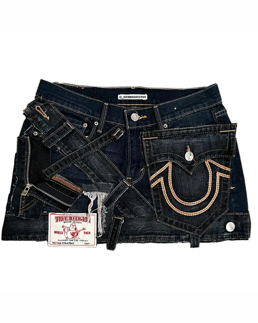 Y2k Skirt Letter Embroidery Denim Pleated Mini Skirt