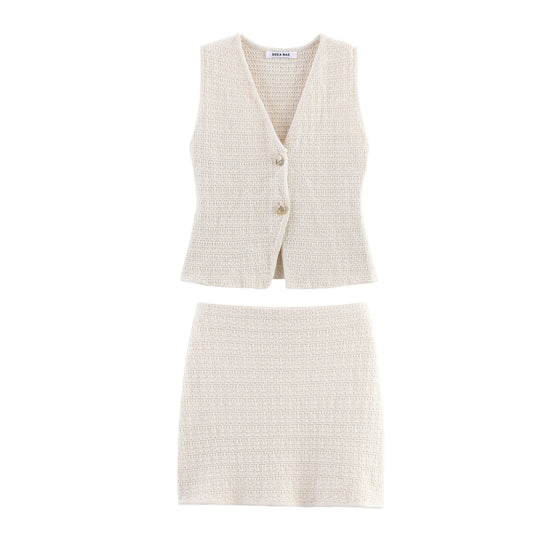 The Mira Button-Front Knit Skirt & Top Set