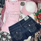 Y2k Skirt Letter Embroidery Denim Pleated Mini Skirt