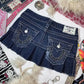 Y2k Skirt Letter Embroidery Denim Pleated Mini Skirt