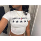 Y2 Star Letter Print Casual Baby Tee Shirt
