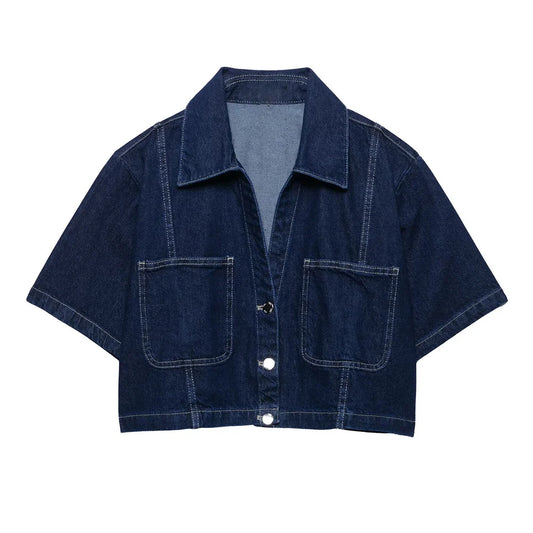 The Delaney - Denim Crop & Skirt Set
