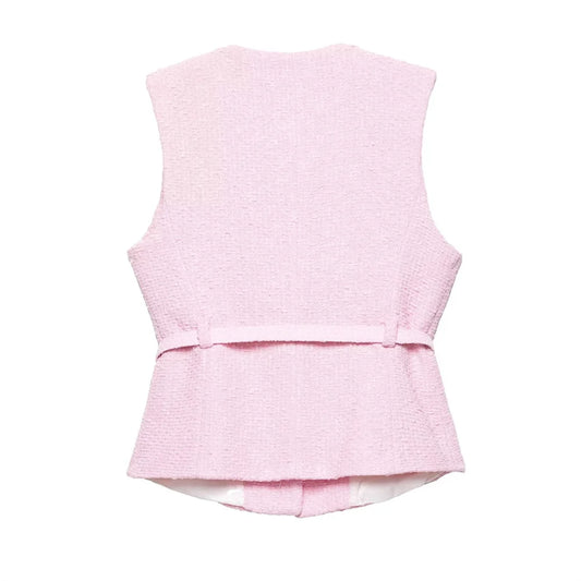 Delphine – The Belted Button-Front Vest