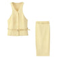 Isabella – Belted Button Tank & Tailored Midi Skirt