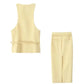 Isabella – Belted Button Tank & Tailored Midi Skirt
